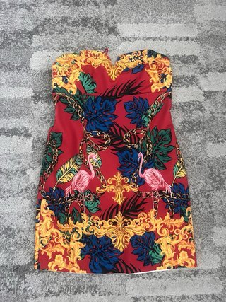 Vestido estilo Versace Estampado Flamencos Talla L