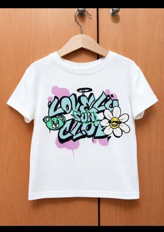 Camiseta Niña Talla 13-14 Graffiti Oso Flor