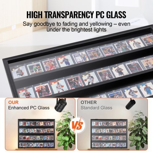 Caixa de Exibição para Cartas Esportivas Classificadas, 30.5x24.3x2.1 in/77.5x61.7x5.3 cm, Moldura de Exibição para Cartas de Beisebol com 98% de Proteção UV, Gabinete de Parede com Fechadura...