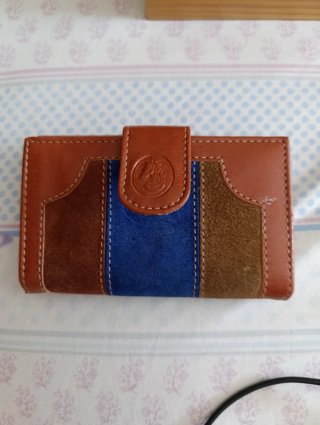 Cartera monedero de piel y ante,