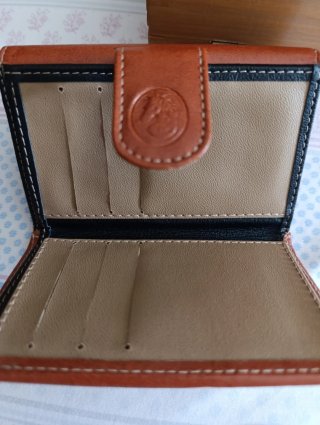 Cartera monedero de piel y ante,