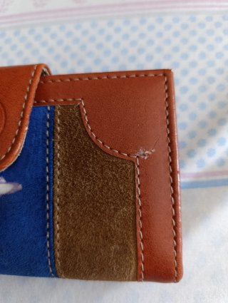 Cartera monedero de piel y ante,
