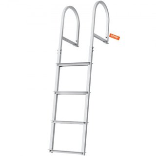 Escalera de muelle, desmontable de 4 escalones, capacidad de carga de 500 lbs, escalera de barco de aleación de aluminio con peldaño de 3.1'' de ancho y diseño de pedal antideslizante, fácil de in...