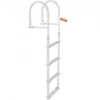Escalera de muelle, desmontable de 4 escalones, capacidad de carga de 500 lbs, escalera de barco de aleación de aluminio con peldaño de 3.1'' de ancho y diseño de pedal antideslizante, fácil de in...