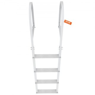 Escalera de muelle, desmontable de 4 escalones, capacidad de carga de 500 lbs, escalera de barco de aleación de aluminio con peldaño de 3.1'' de ancho y diseño de pedal antideslizante, fácil de in...