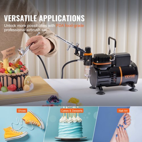 Kit de Aerógrafo, Sistema Profissional de Aerografia com Compressor de Ventilador Duplo e 3 Aerógrafos, Suporte, Roda de Mistura de Cores, Conjunto de Pincéis de Limpeza, Conjunto de Aerógrafo para Ar...