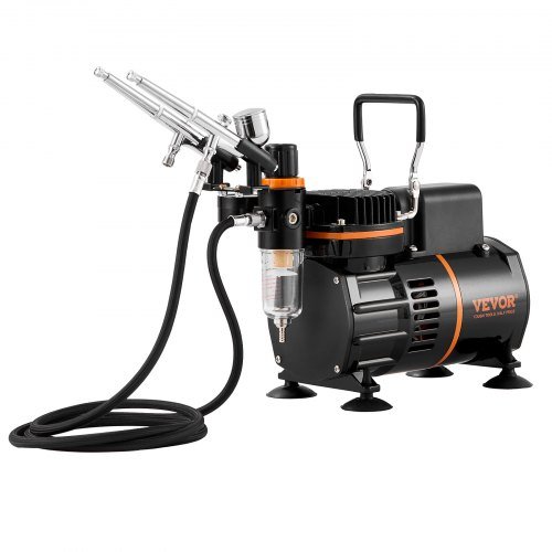 Kit de Aerógrafo, Sistema Profissional de Aerografia com Compressor de Ventilador Duplo e 3 Aerógrafos, Suporte, Roda de Mistura de Cores, Conjunto de Pincéis de Limpeza, Conjunto de Aerógrafo para Ar...
