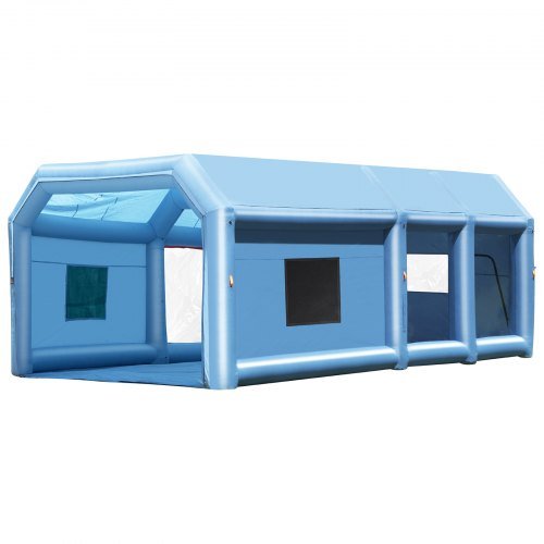 Cabina de Pintura Inflable, 26.2 x 14.8 x 9.8 pies/8 x 4.5 x 3 m Cabina de Spray Inflable, con sopladores potentes de 950W+750W y sistema de filtración de aire, Cabina de Pintura Portátil para Cam...