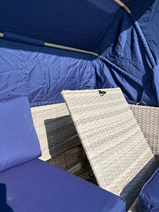 Conjunto de jardín modular azul y gris