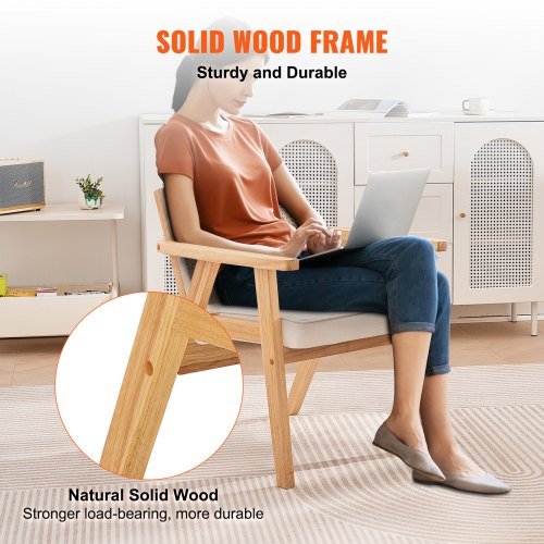 Cadeira de Rattan, Cadeira de Jantar Moderna de Meio Século com Apoio de Braços, Cadeira Estofada com Encosto de Rattan, Cadeira de Jantar Retrô de Rattan para Sala de Estar, Dormitório, Sala de Leitura e...