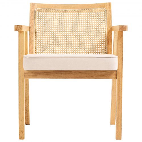 Cadeira de Rattan, Cadeira de Jantar Moderna de Meio Século com Apoio de Braços, Cadeira Estofada com Encosto de Rattan, Cadeira de Jantar Retrô de Rattan para Sala de Estar, Dormitório, Sala de Leitura e...
