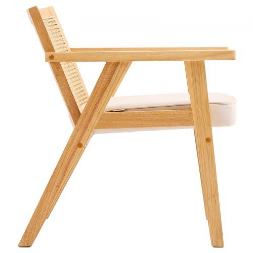 Cadeira de Rattan, Cadeira de Jantar Moderna de Meio Século com Apoio de Braços, Cadeira Estofada com Encosto de Rattan, Cadeira de Jantar Retrô de Rattan para Sala de Estar, Dormitório, Sala de Leitura e...
