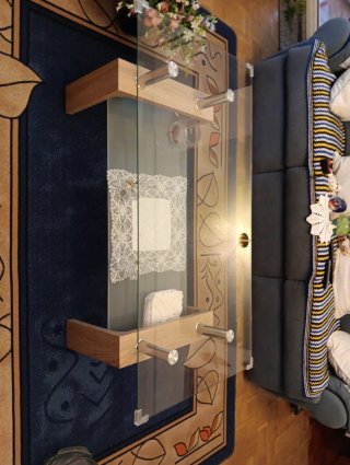 Mesa de centro cristal y madera