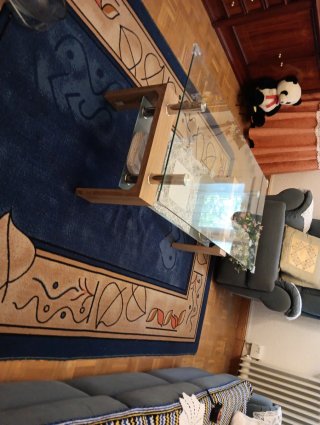 Mesa de centro cristal y madera