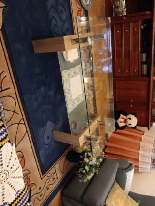 Mesa de centro cristal y madera