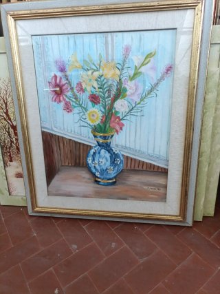 Quadro C. Meri '86 Fiori Blu Oro