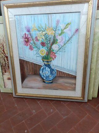 Quadro C. Meri '86 Fiori Blu Oro