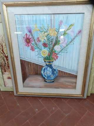 Quadro C. Meri '86 Fiori Blu Oro