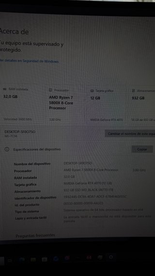 PC Gaming Ryzen 7 5800x RTX 4070 12GB 32GB RAM
