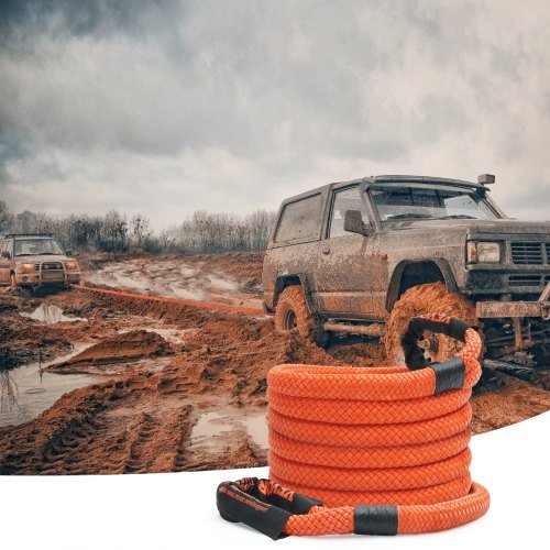 Corda de reboque de recuperação cinética de 7/8" (2,2 cm) x 20'/6,1 m 30.580 lbs/13.876,4 kg, Correia de Reboque para Off Road, Correia de Reboque Extreme Duty com 30% de...
