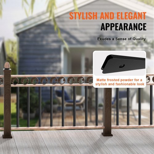 Balustres Metálicos para Escadas, 38'' x 1'' Espigões Decorativos de Liga de Alumínio, Pacote de 72 Balustres para Deck com Parafusos, Corrimão Oco Clássico com Acabamento em Pó Preto...
