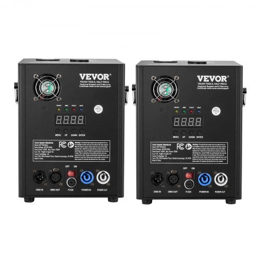 Máquina de Chispas Frías, Pacote de 2 Controladores de Fogos de Artifício de 500W, Altura Ajustável de 6,6-13 pés, com Sistema DMX Avançado, Tela LED, Cabo Portátil, Liga de Alumínio