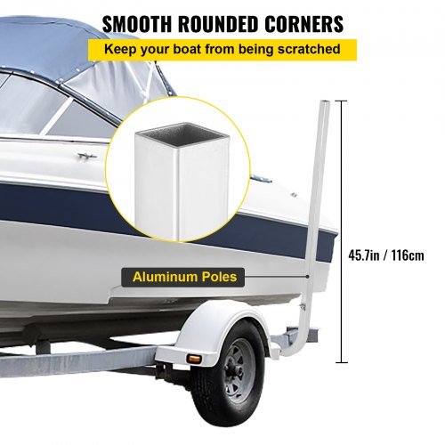 Guias para Reboque de Barcos, 46", Um Par de Guias de Reboque de Alumínio, Guias para Reboque Resistente à Oxidação com Largura Ajustável, Peças de Montagem Incluídas, para Reboque de Barco...