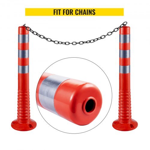 Delineador de Tráfego, 6 PCS Postes Cones Canalizadores, Kit de Poste Delineador de 30” de Altura, Poste de Tráfego de PU, Cones de Segurança Laranjas, Postes Portáteis de Mola com Base, Cones...