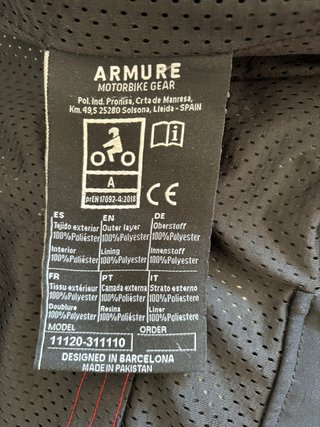 Chaqueta de moto ARMURE negra t-M