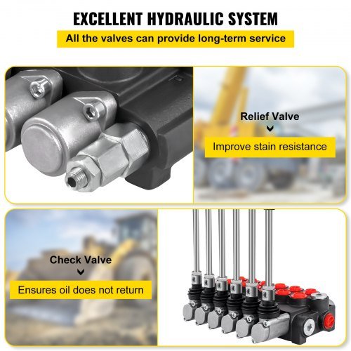 Válvula de Control Direccional Hidráulica, Válvula de Carrete Hidráulico de 6 Carretes, Válvula de Cargador Hidráulico de 11 GPM, Válvula de Control Direccional de 3600 PSI, Válvulas y Controles H...
