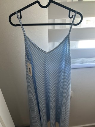 Vestido playero azul cuadros