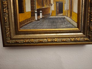 CUADRO AL ÓLEO ORIGINAL CALLEJÓN ANDALUZ