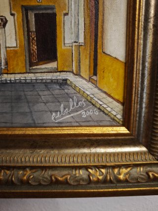 CUADRO AL ÓLEO ORIGINAL CALLEJÓN ANDALUZ