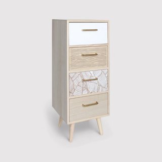 Bixa - Cassettiera per bagno color legno chiaro con 4