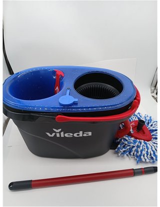Vileda H2PrO Spin Sistema de Mopa - Doble Cámara de Separación de Agua - Escurrido sin Esfuerzo - Limpieza con Microfibra - Manos Li
