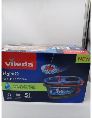 Vileda H2PrO Spin Sistema de Mopa - Doble Cámara de Separación de Agua - Escurrido sin Esfuerzo - Limpieza con Microfibra - Manos Li