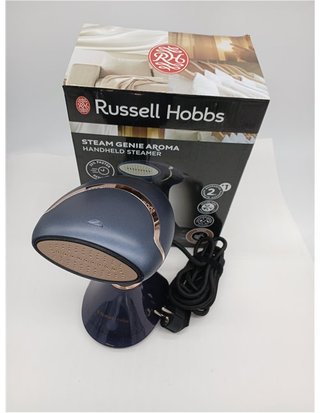 Russell Hobbs Plancha Vertical [1800W - 32g de generación de vapor] Steam Genie Aroma (suela cerámica - depósito 200 ml - 3 accesor