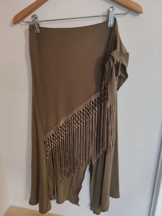 Vestido fiesta Nina Loó flecos marrón