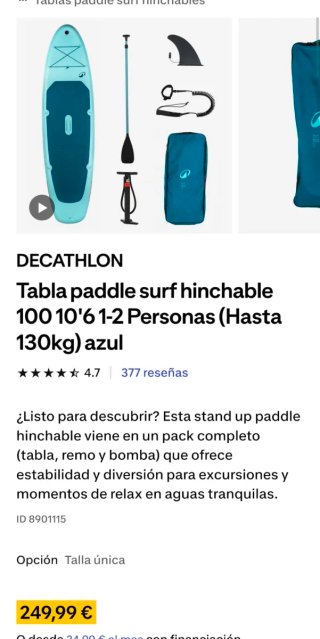 Tabla Paddle Surf Hinchable Decathlon 10'6