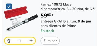 Llave Dinamométrica Faméx 6-30 Nm (NUEVA)