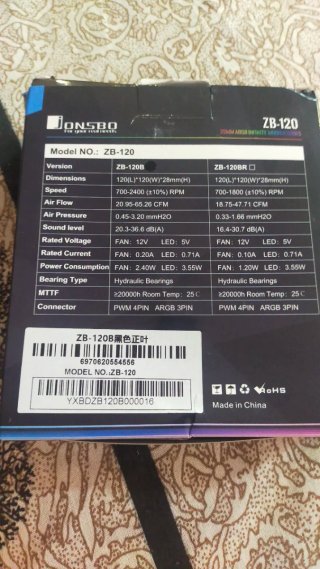 Jonsbo ZB-120 ARGB  ventilador para PC