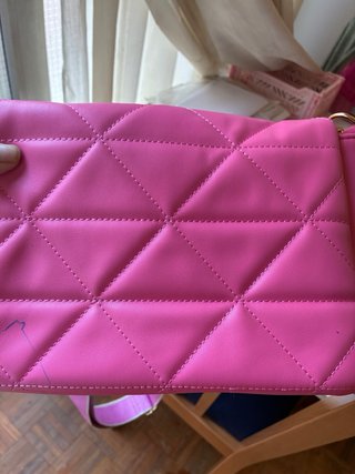 Bolso piel sintética rosa chicle