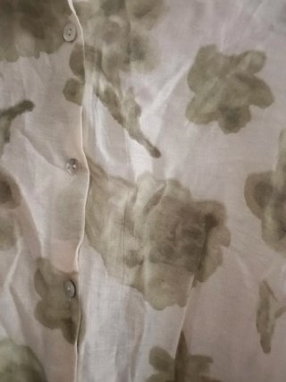 Camisa Zara Estampada Flores Beige y Verde