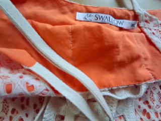 Vestido Swallow Naranja y Blanco