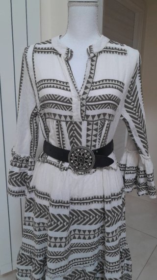 Vestito cotone e lino fantasia