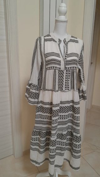 Vestito cotone e lino fantasia