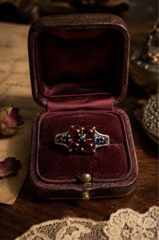 Anello Argento 925 Cristalli Boemi Anni '70