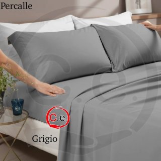 Completo Lenzuola Percalle Matrimoniale Bianco