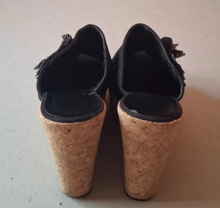 Sabot donna camoscio nero con fiore