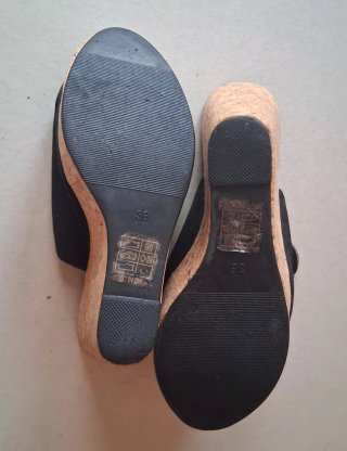 Sabot donna camoscio nero con fiore